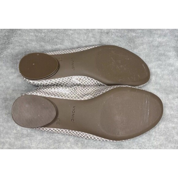 Vionic Ballet Flats 7 Alexa Metallic Lizard Orthotic Shoes Silver Nappa Leather - Picture 7 of 16